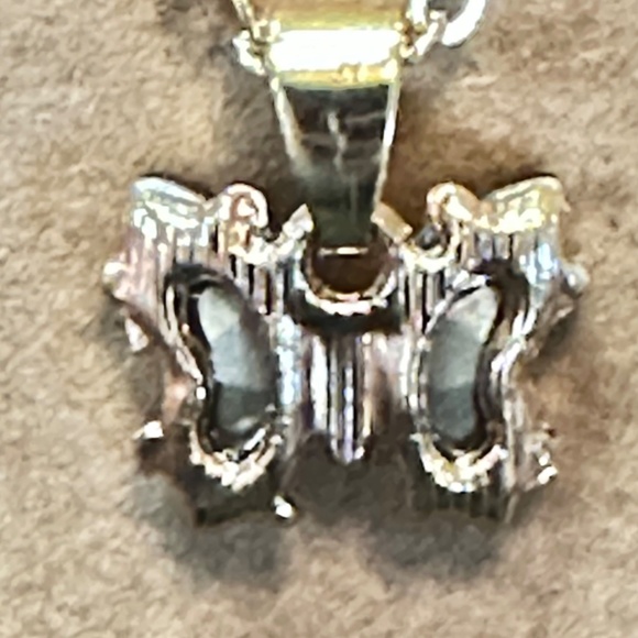 Gold Tone Mystic Glass Crystal Butterfly Pendant - Picture 4 of 16